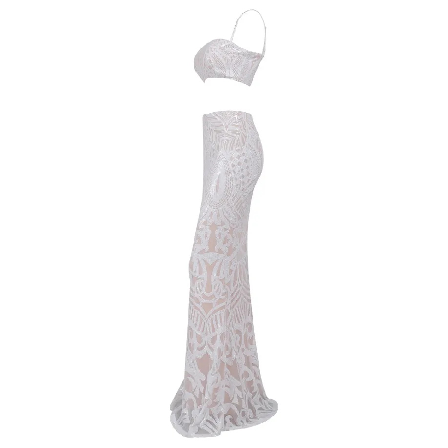 Women's Off-Shoulder Two-Piece Sequin Dress