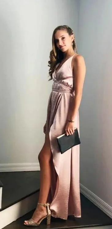 Women's Summer Cross Back Maxi Dress With High Slit