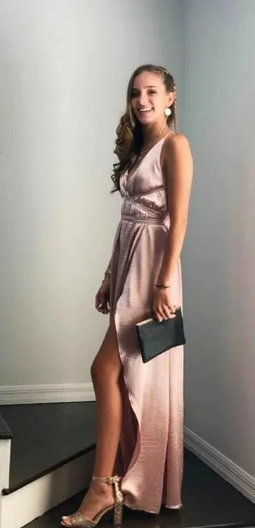 Women's Summer Cross Back Maxi Dress With High Slit
