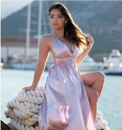 Women's Summer Cross Back Maxi Dress With High Slit