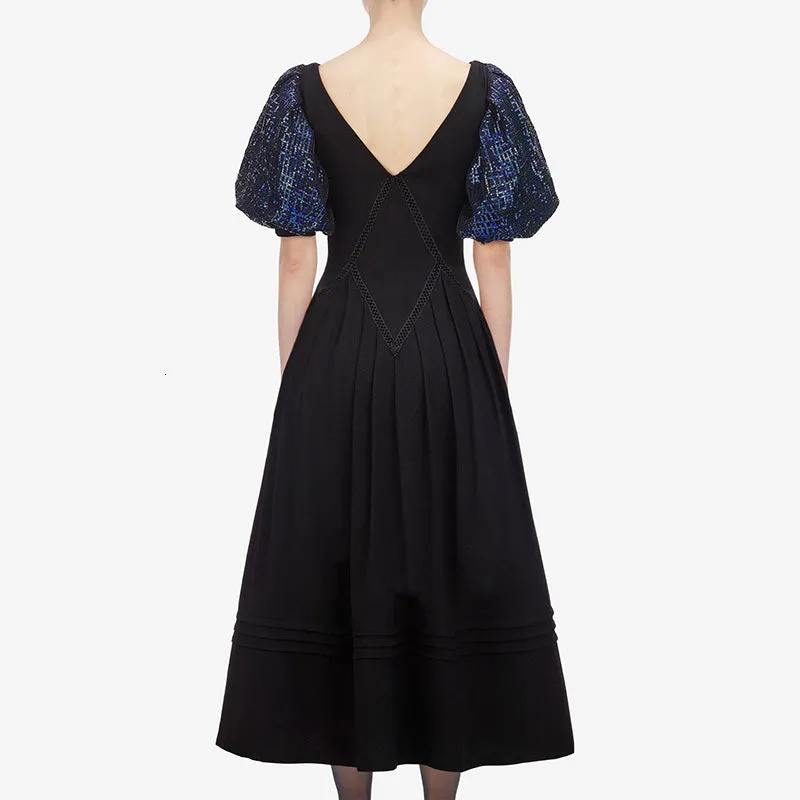 Women's Summer Patchwork V-Neck Sequined Long Dress