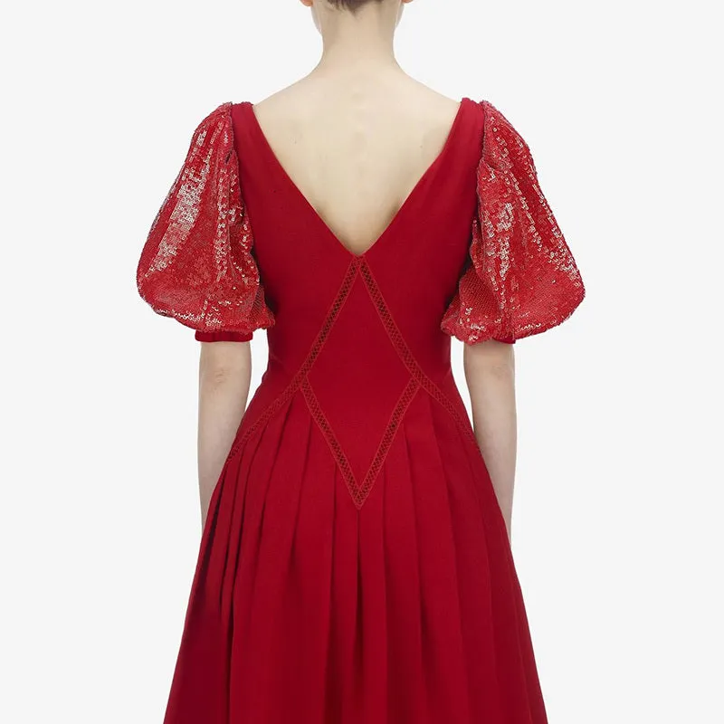 Women's Summer Patchwork V-Neck Sequined Long Dress