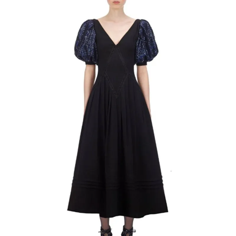 Women's Summer Patchwork V-Neck Sequined Long Dress
