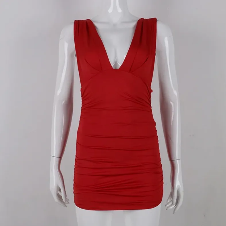 Women's Summer V-Neck Sheath Backless Mini Dress
