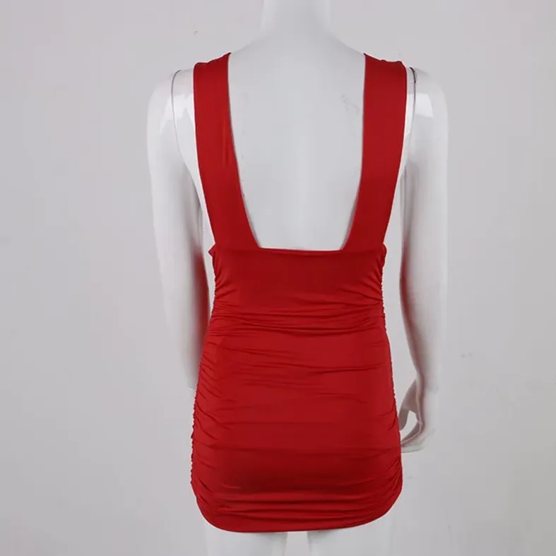 Women's Summer V-Neck Sheath Backless Mini Dress
