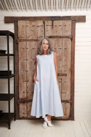 ZAHRA PAPER COTTON DRESS - BLUE