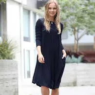 Zenana Navy Side-Pocket Dress