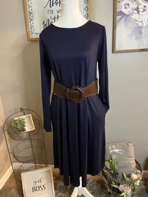 Zenana Navy Side-Pocket Dress